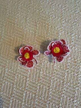 Mignonne Gavigan Pink Embroidered Flower Earrings